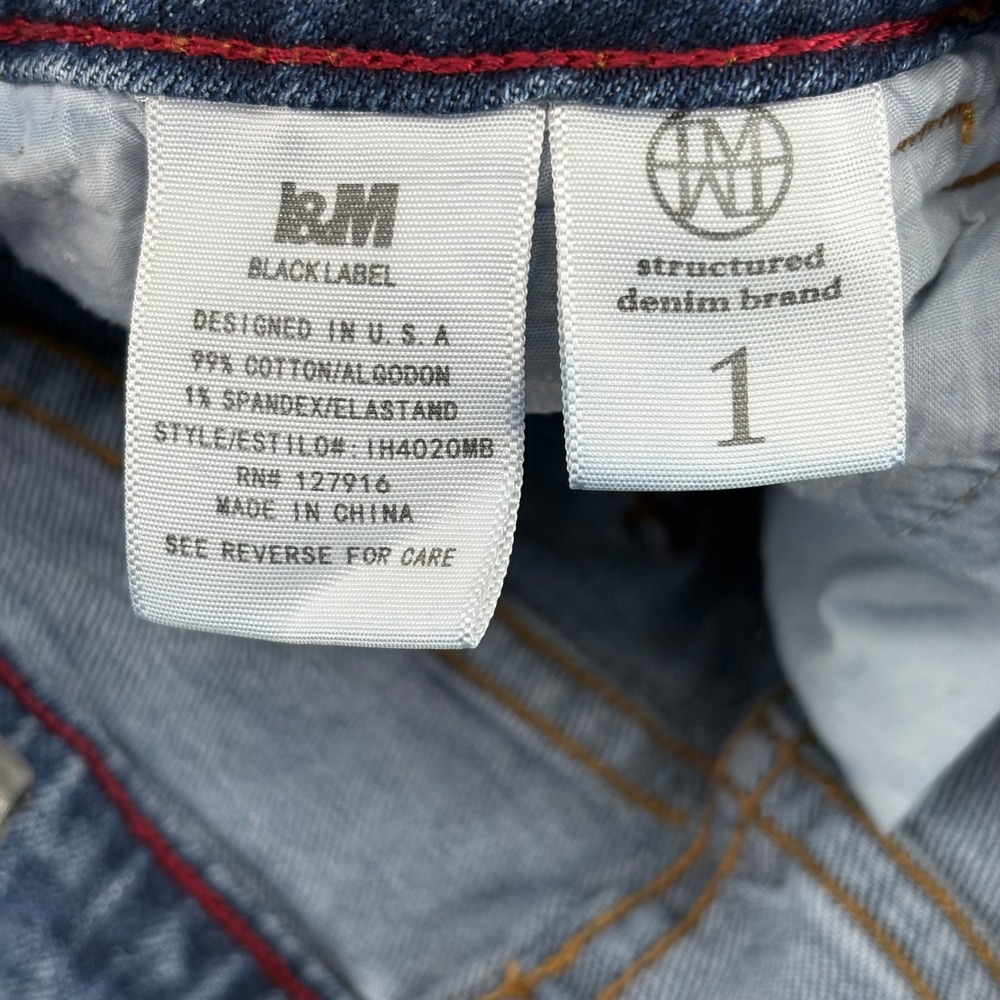 L&M Black Label Mid Rise Boyfriend Jeans Distressed Ripped Blue Wash‎ Size 1 - Picture 6 of 7